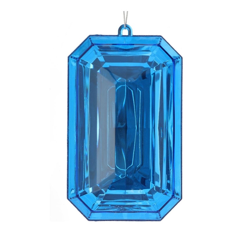 9″ Acrylic Rectangle Jewel Ornament: Sapphire Blue