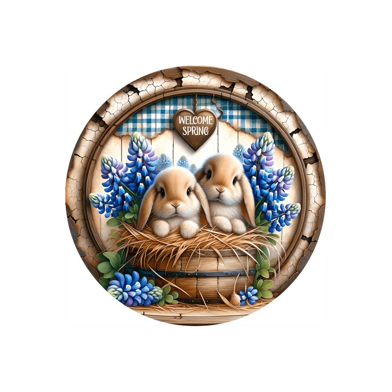 Welcome Spring Bluebonnet Bunny Sign