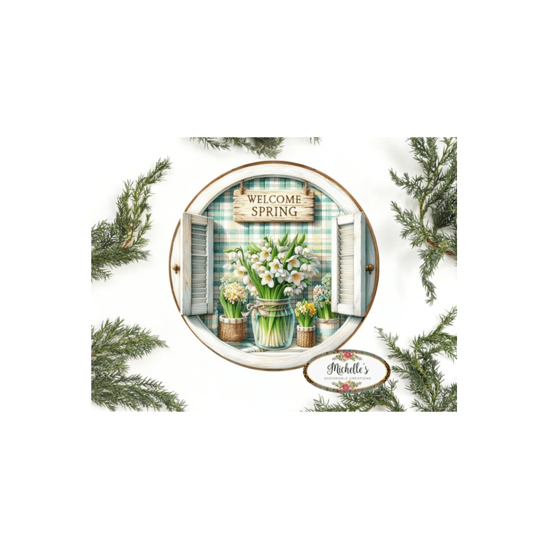 Welcome Spring Floral Metal Sign