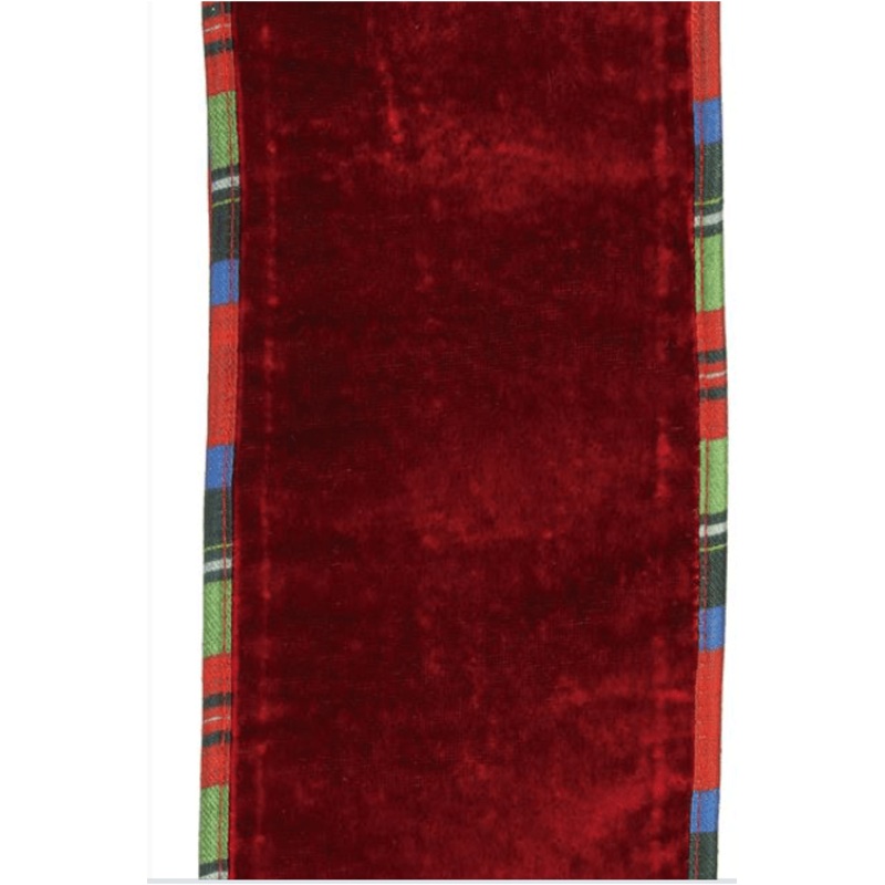 4″ Sheldon Plaid Ribbon: Red (5 Yards)
