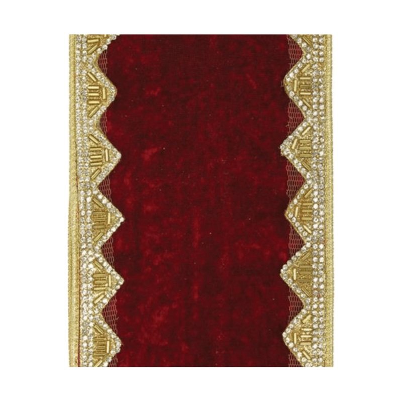 4″ Velvet Jewel Trim Ribbon: Red (5 Yards)