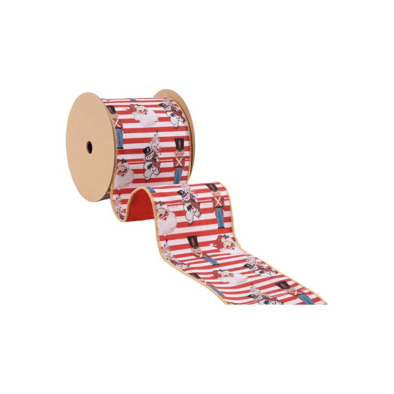 4″ Vintage Toys Santa Ribbon: Red/White (10 Yards)