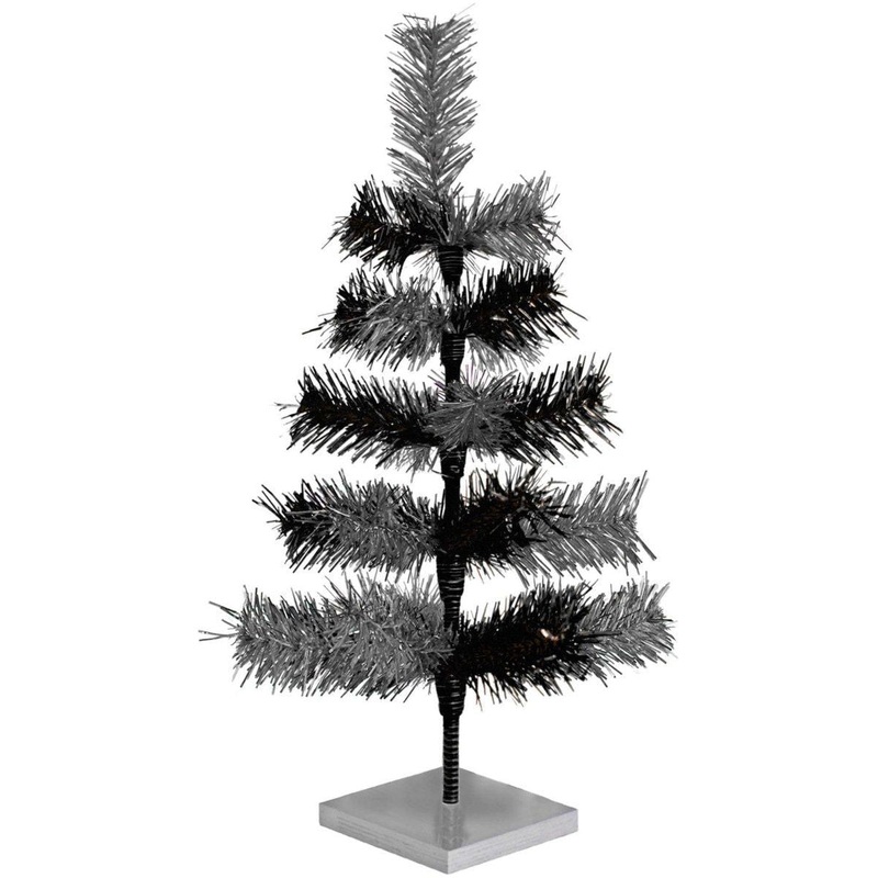 Black & Silver Mixed Tinsel Tree