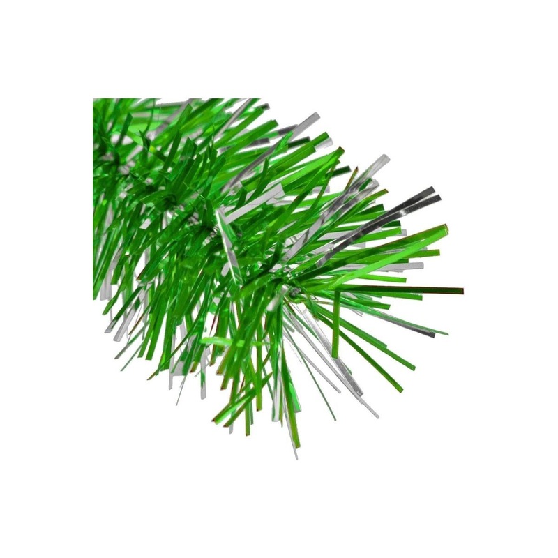 Metallic Green & Silver Tinsel Garland