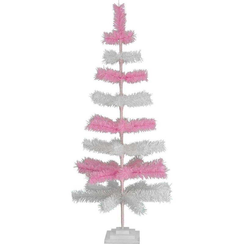 Pink & White Layered Tinsel Christmas Tree