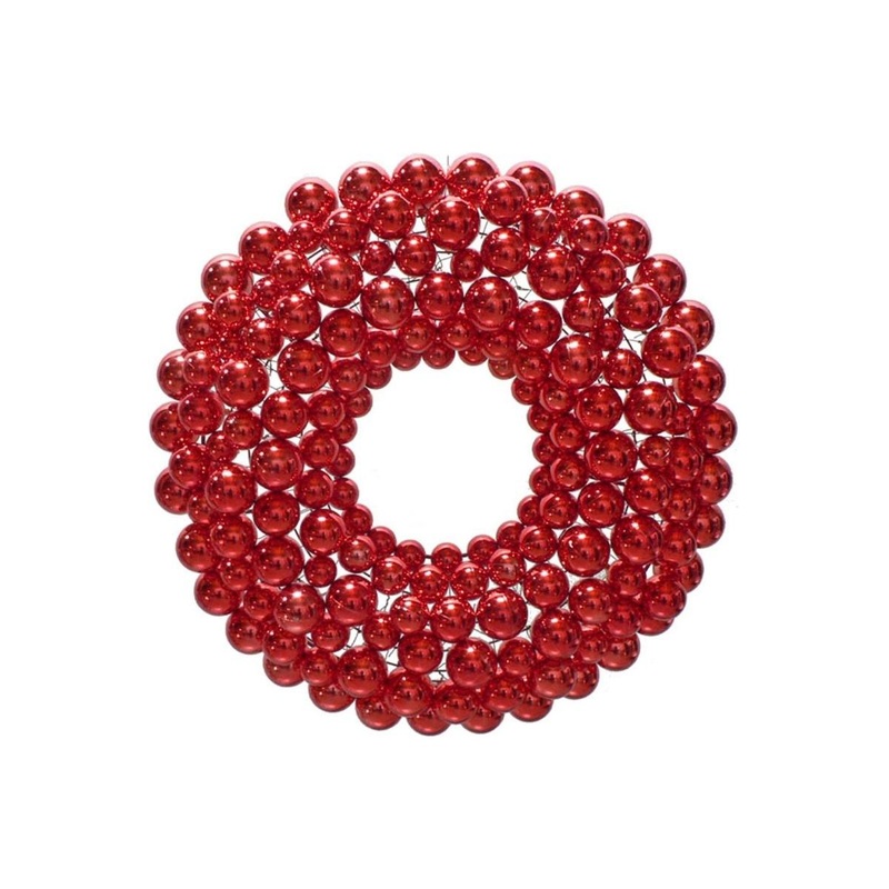 Red Ball Ornament Wreath 36″