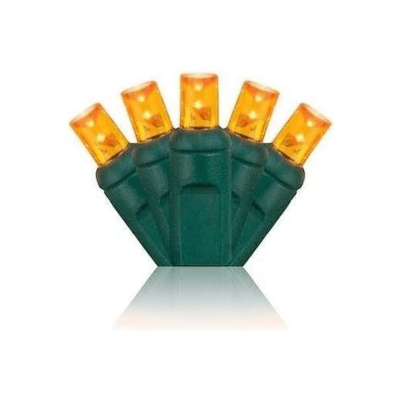 5mm Orange Amber LED Christmas Lights, 100 Bulbs