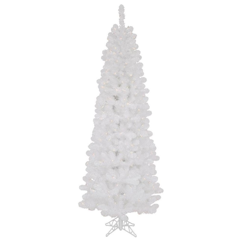 6.5′ White Salem Pencil Pine Artificial Christmas Tree with 250 Clear Lights
