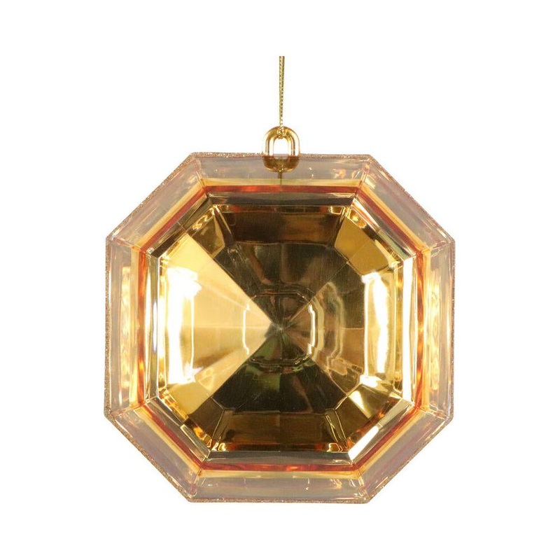 6″ Acrylic Square Jewel Ornament: Gold (Set of 2)