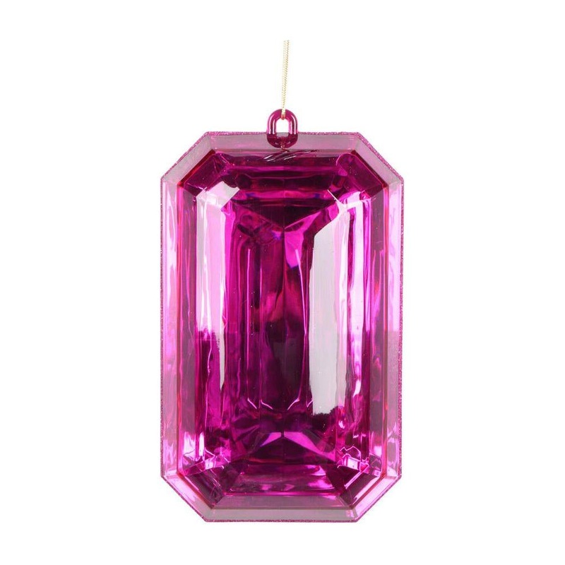 8″ Acrylic Rectangle Jewel Ornament: Pink (Set of 2)