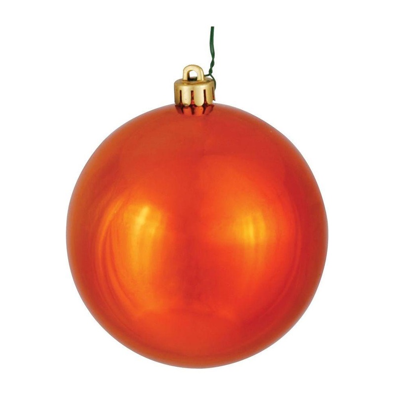 Burn Orange Shiny Ball Ornaments (6 pack)
