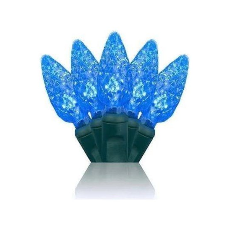 C6 Blue LED Christmas Lights, 35 Bulbs