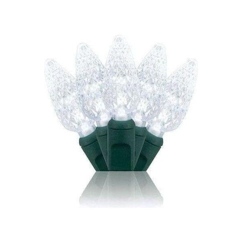 C6 Cool White LED Christmas Lights, 100 Bulbs