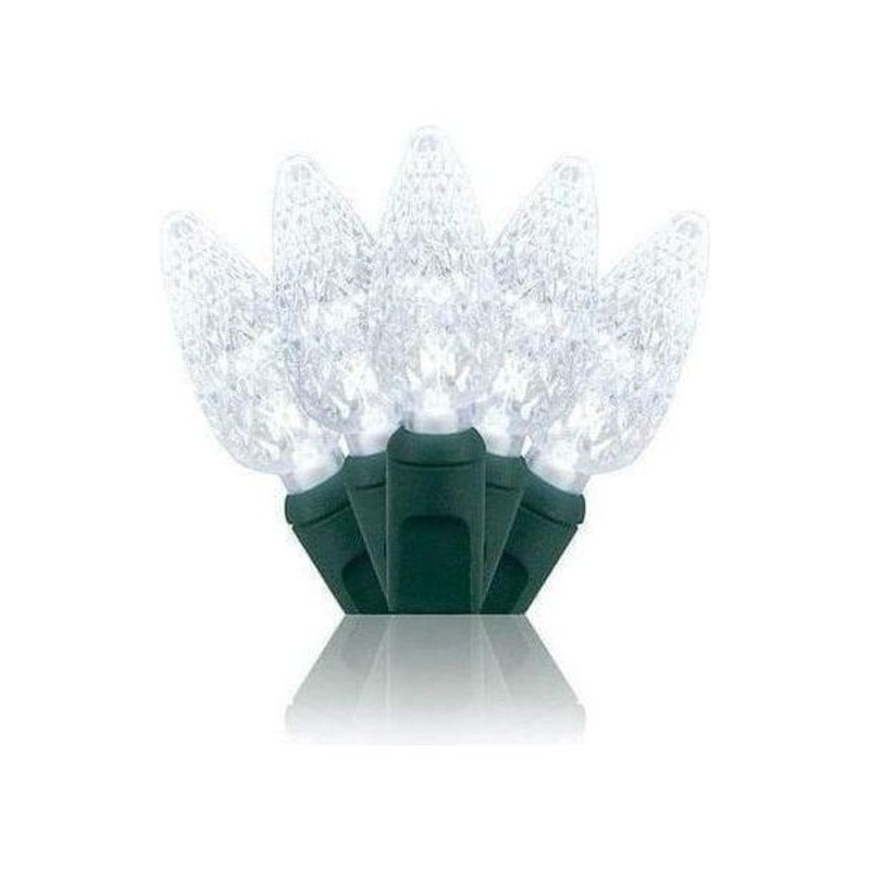 C6 Cool White LED Christmas Lights, 70 Bulbs