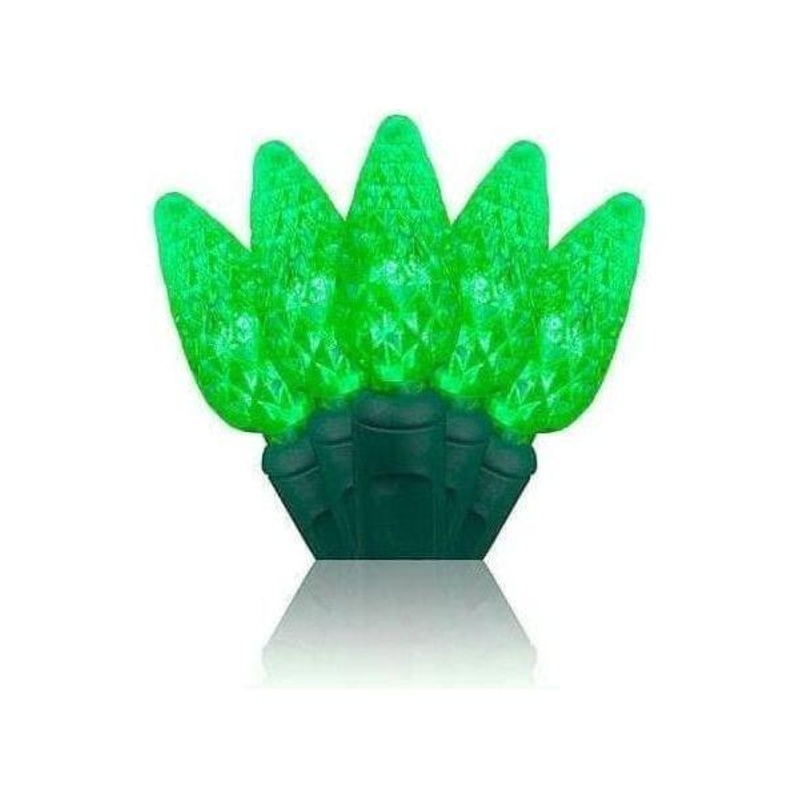 C6 Green LED Christmas Light Set, 35 Bulbs