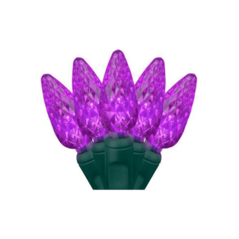 C6 Purple LED Christmas Lights, 100 Bulbs
