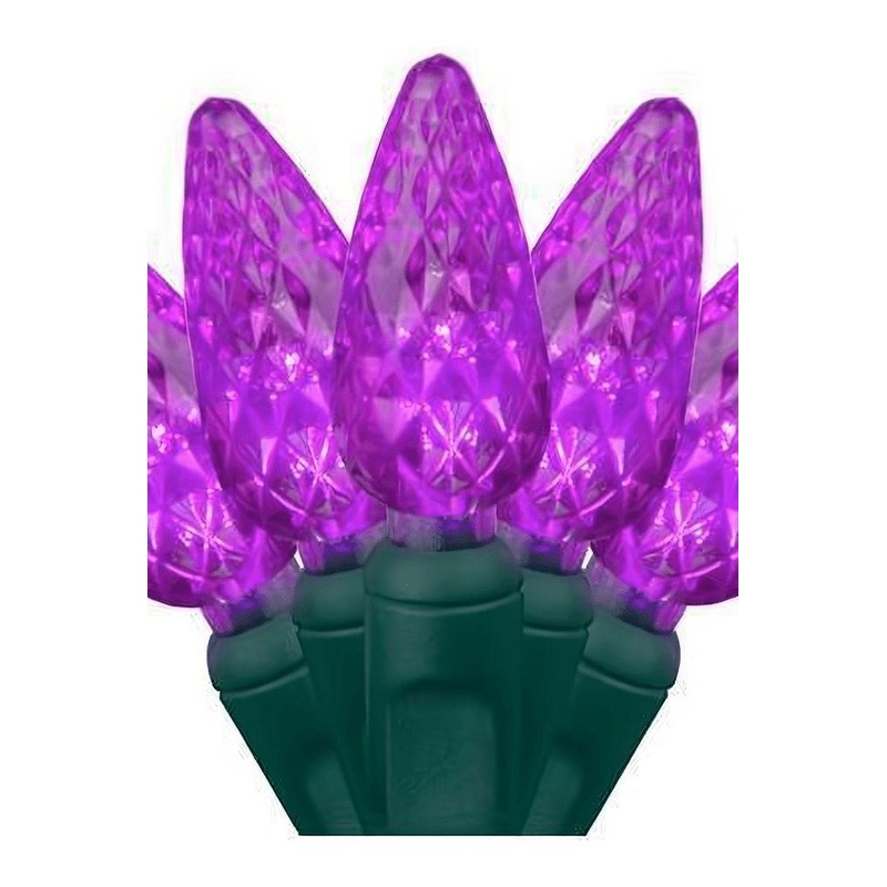 C6 Purple LED Christmas Lights, 50 Bulbs