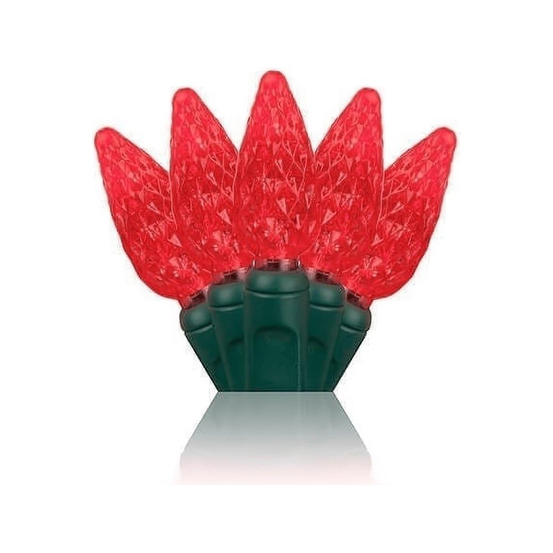 C6 Red LED Christmas Lights, 35 Bulbs