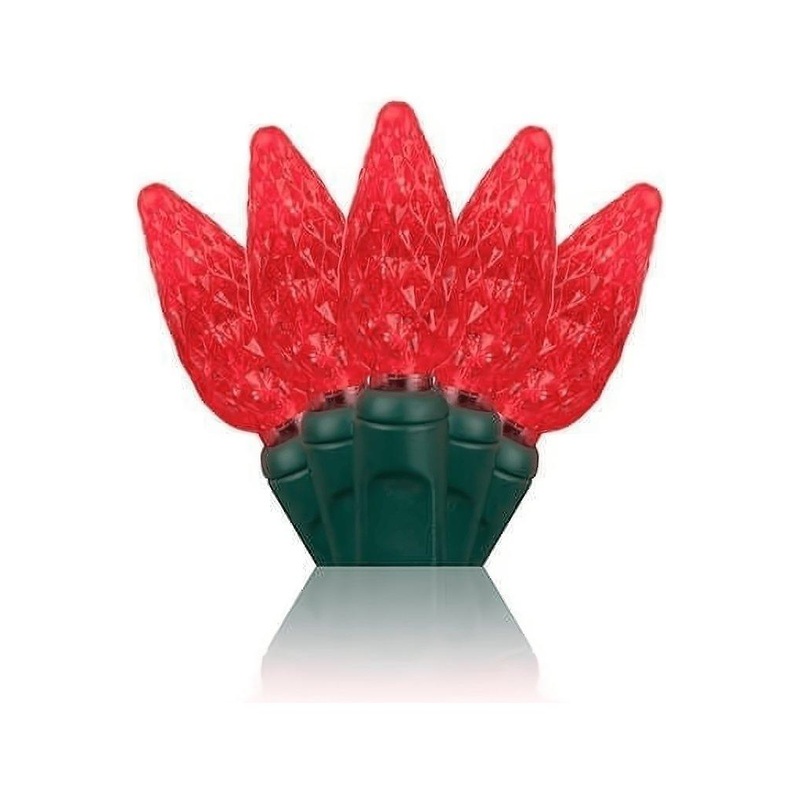 C6 Red LED Christmas Lights, 70 Bulbs, 4″ Spacing