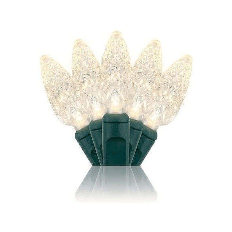 C6 Warm White LED Christmas Lights, 100 Bulbs