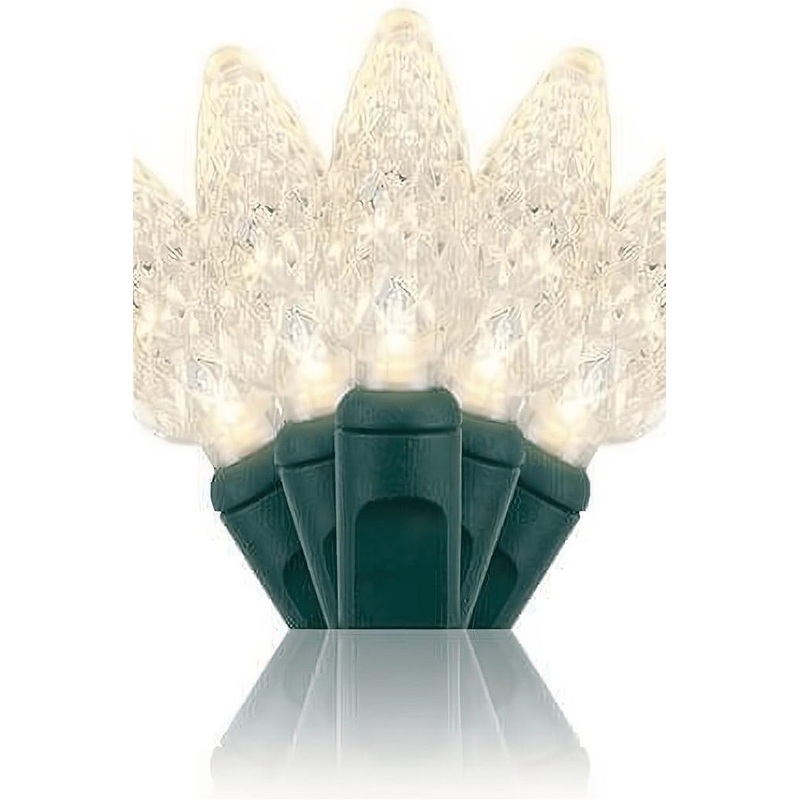 C6 Warm White LED Christmas Lights, 50 Bulbs