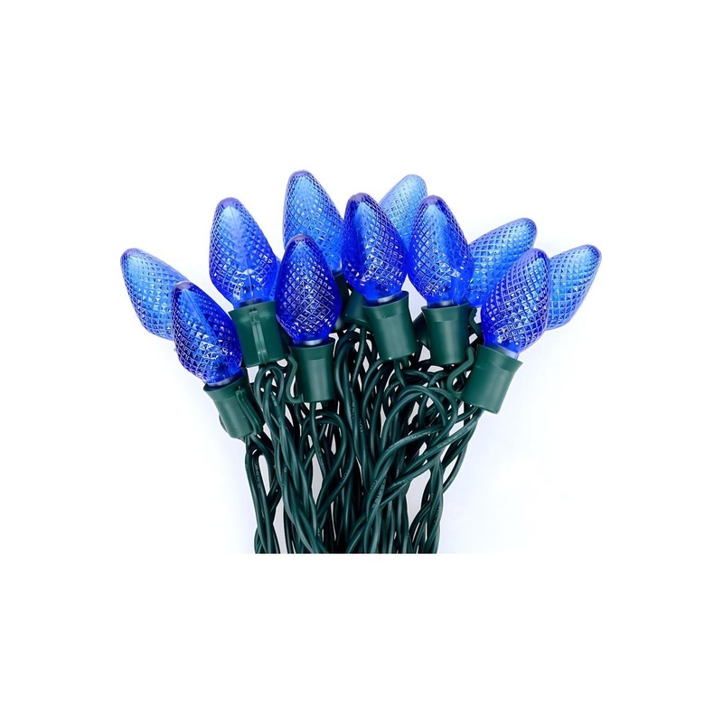 C7 Blue LED Christmas Light Bulb String Light Set