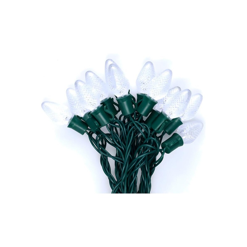 C7 Cool White LED Christmas Light Bulb String Light Set