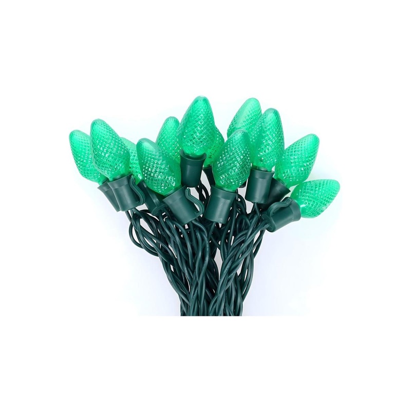 C7 Green LED Christmas Light Bulb String Light Set
