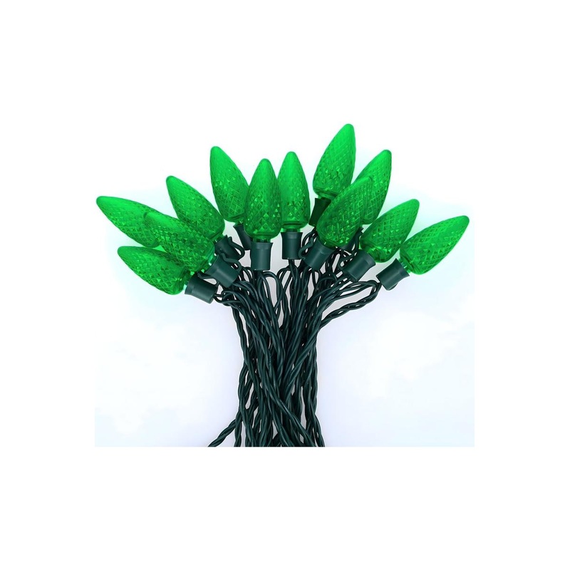 C9 Green LED Christmas Light Bulb String Light Set