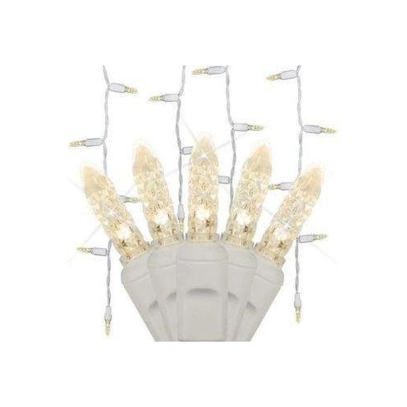 M5 Warm White LED Icicle Lights, 70 Bulbs, 7.5ft Long, White Wire