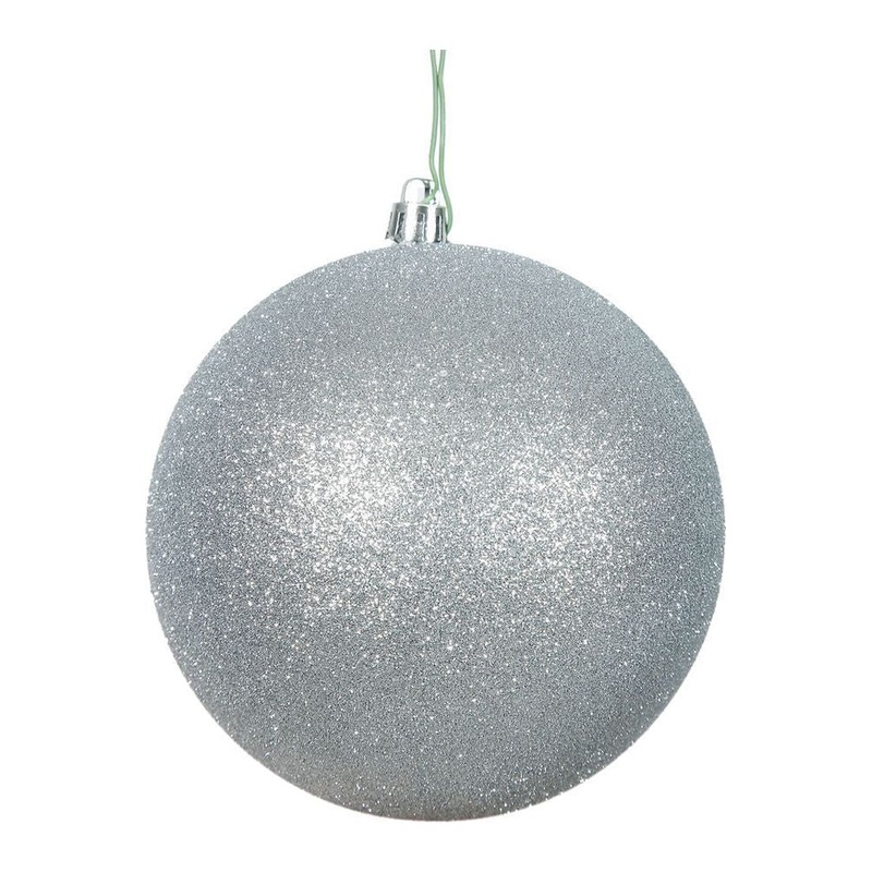 Silver Glitter Ball Christmas Ornaments (6 pack)