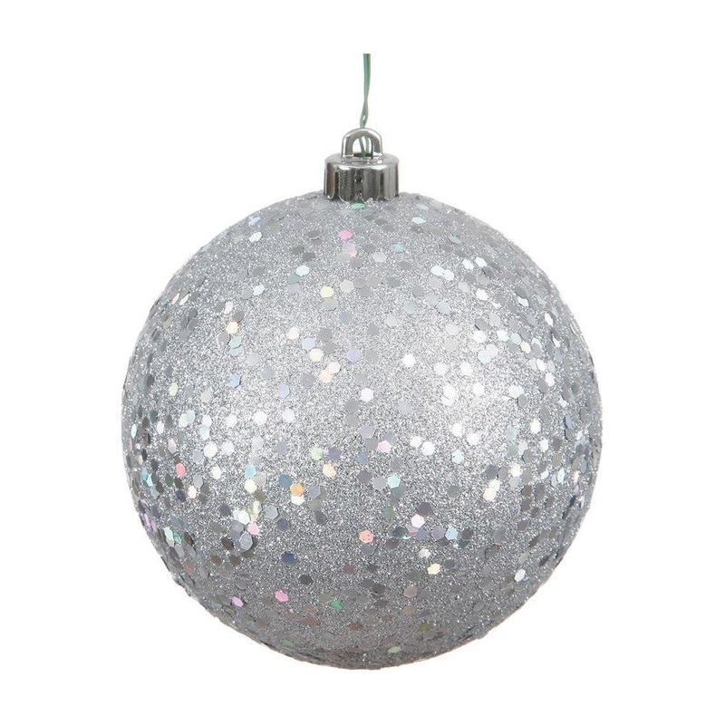 Silver Sequin Ball Christmas Ornament (6 pack)