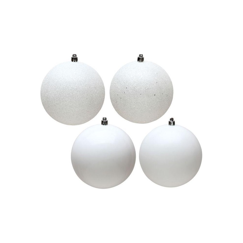 White 4-Finish Ball Ornament Assortment (Set of 20)