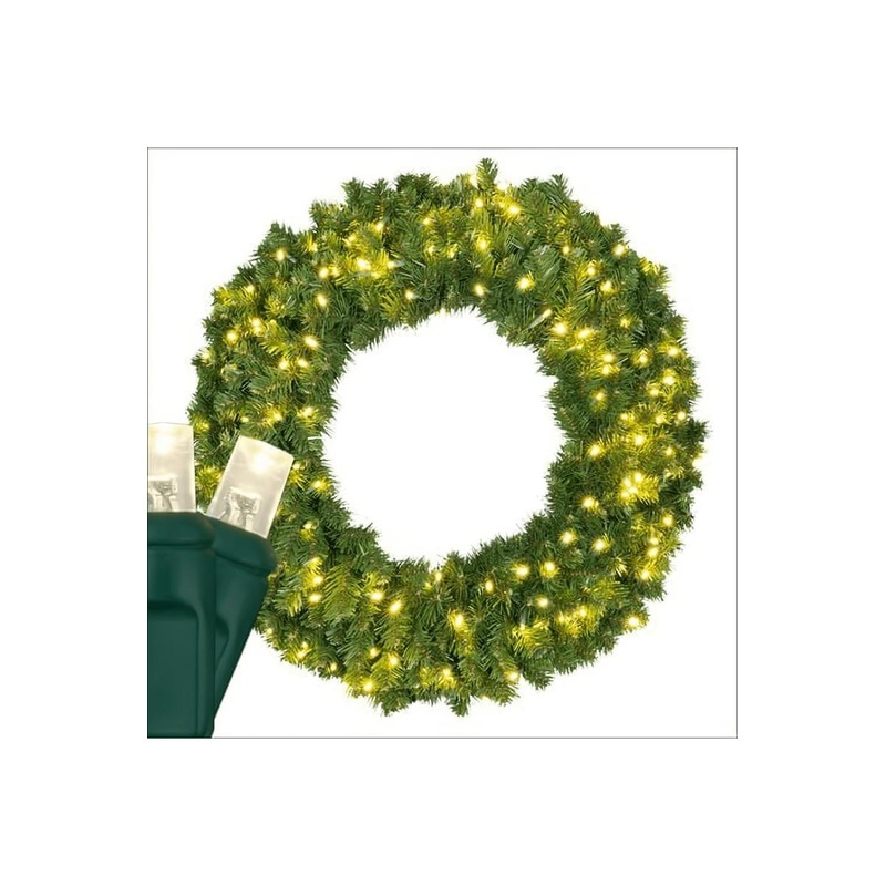 Wreath, 36″ Sequoia Fir, Pre-Lit, LED Warm White