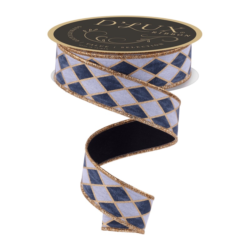 1.5 in Antique Harlequin Fused Ribbon: Black (10 Yards)