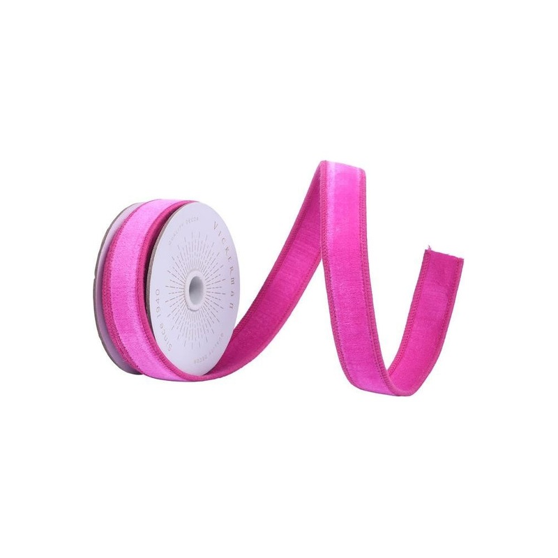 1″ Velvet Luster Wired Ribbon: Hot Pink (10 Yards)