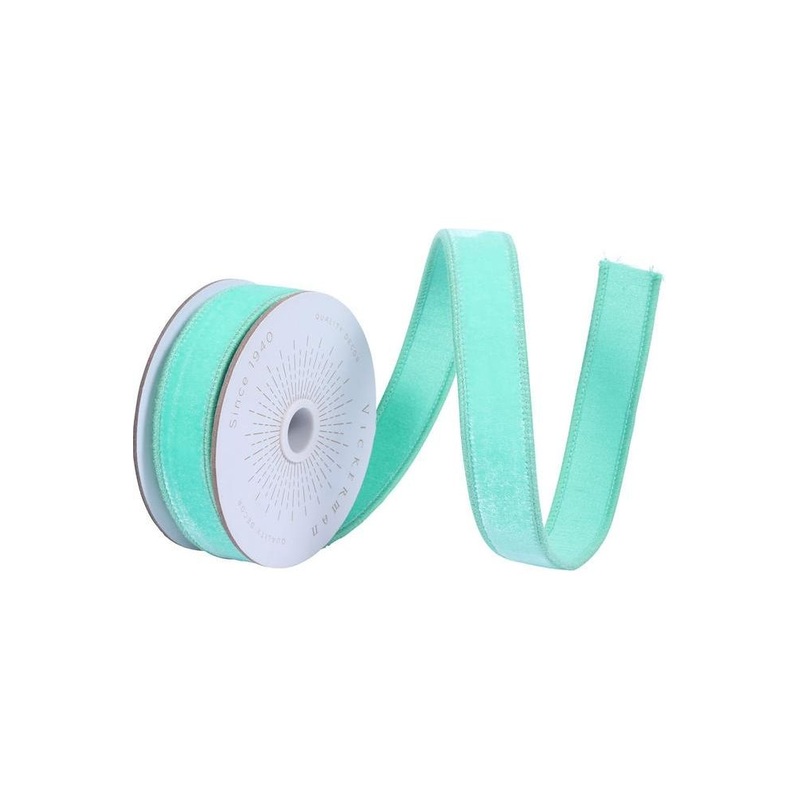 1″ Velvet Luster Wired Ribbon: Sea Foam (10 Yards)