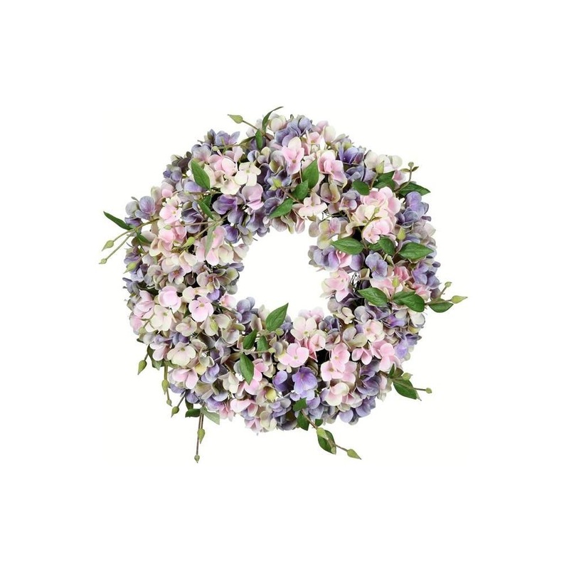 18in Artificial Blue Pink Hydrangea Wreath