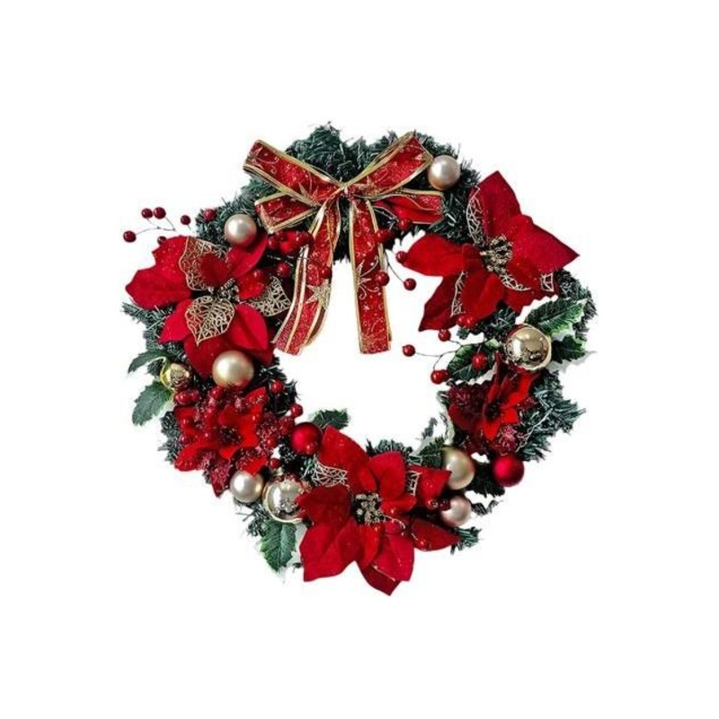 20″ Christmas Poinsettia Door Wreath