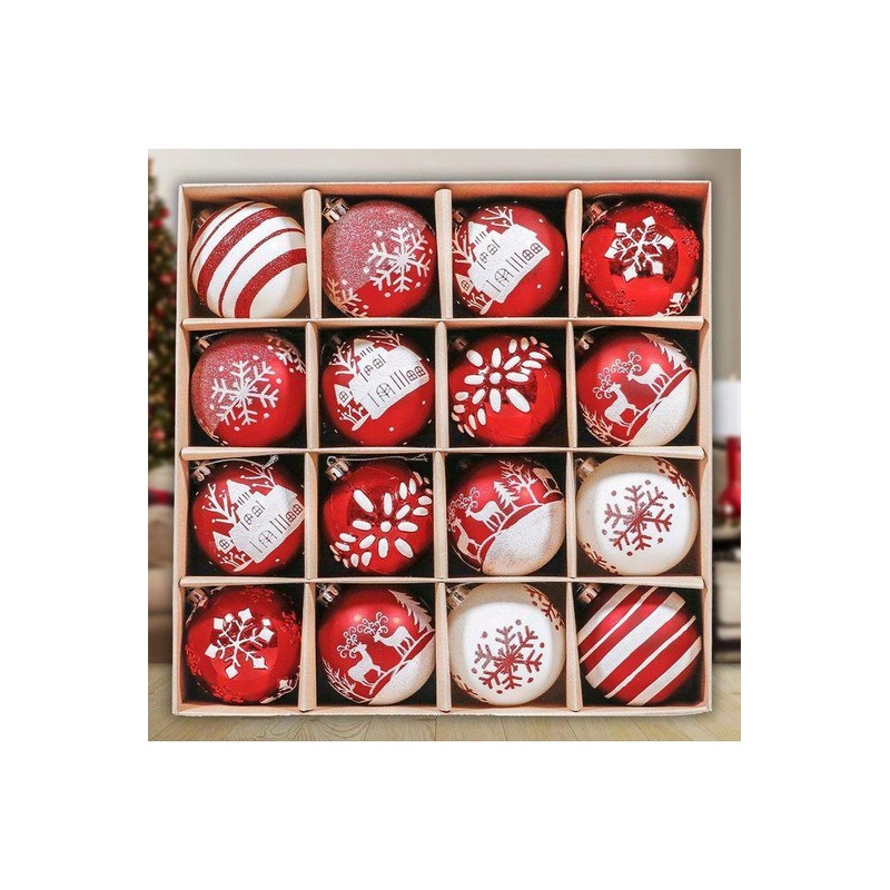3″ Candy Cane and Glittery Snowflakes Ornament (16 Piece)