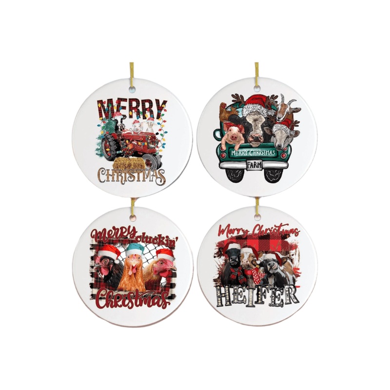3″ Christmas on a Farm Ornament Bundle (Set of 4)