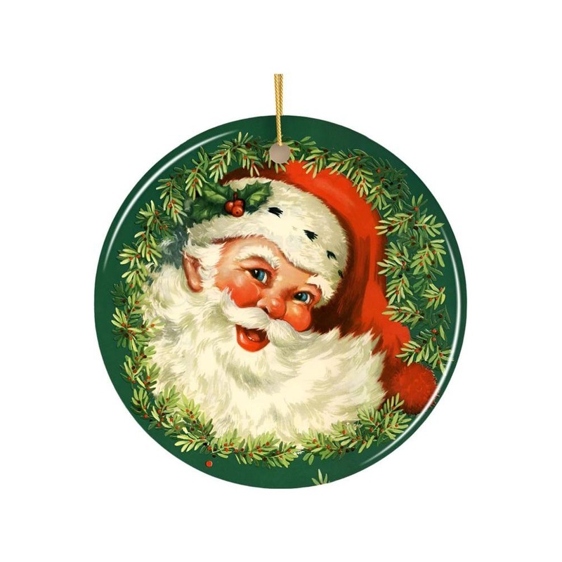 3″ Victorian Santa Round Christmas Ornament