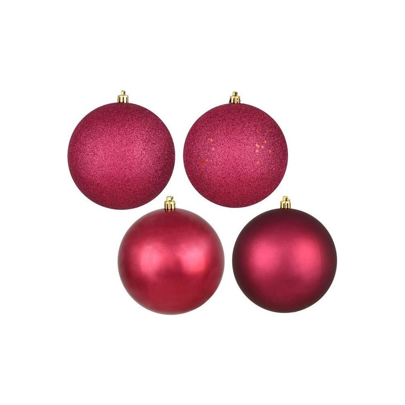 4.75in Berry Red Christmas Ornament Assortment (Set of 4)