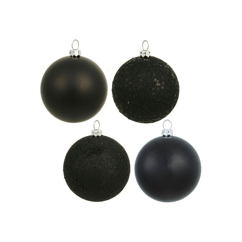 4.75in Black Christmas Ornament Assortment (Set of 4)