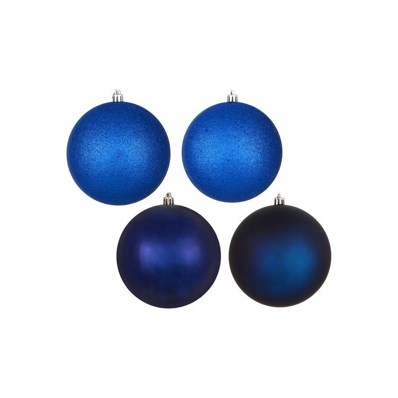 4.75in Midnight Blue Finish Christmas Ornament Assortment (Set of 4)