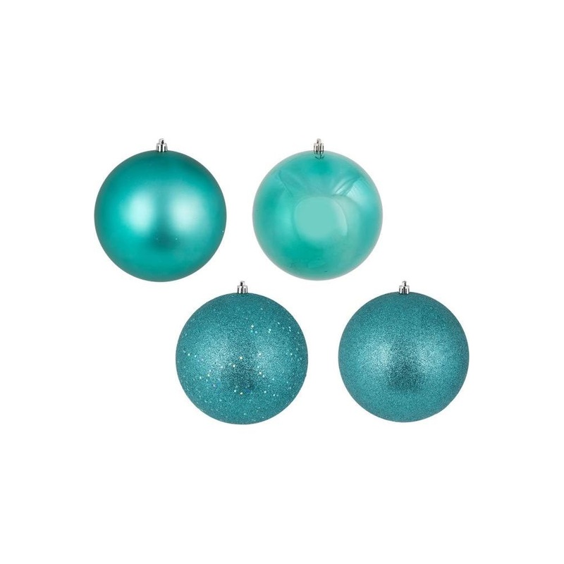4.75in Teal Finish Christmas Ornament Assortment (Set of 4)