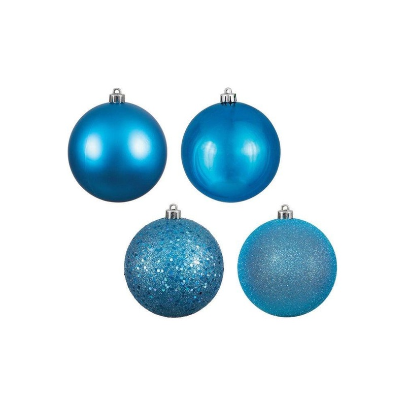 4.75in Turquoise Assortment Ornament Ball (Set of 4)