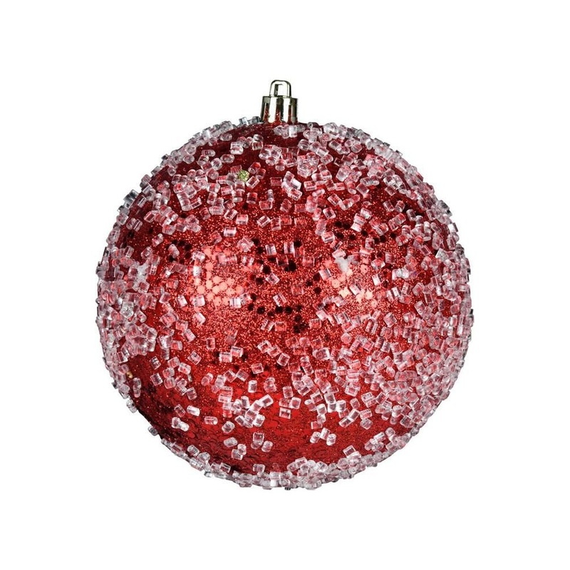 4″ Red Glitter Hail Ball Ornament