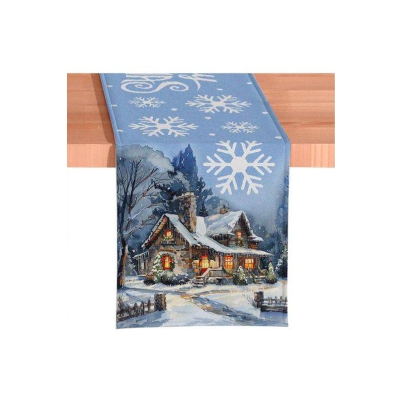 72″ Christmas Winter Cabin Table Runner