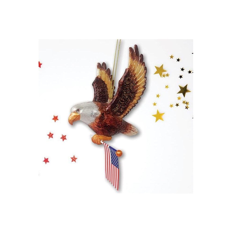 American Bald Eagle Patriotic Glass Ornament